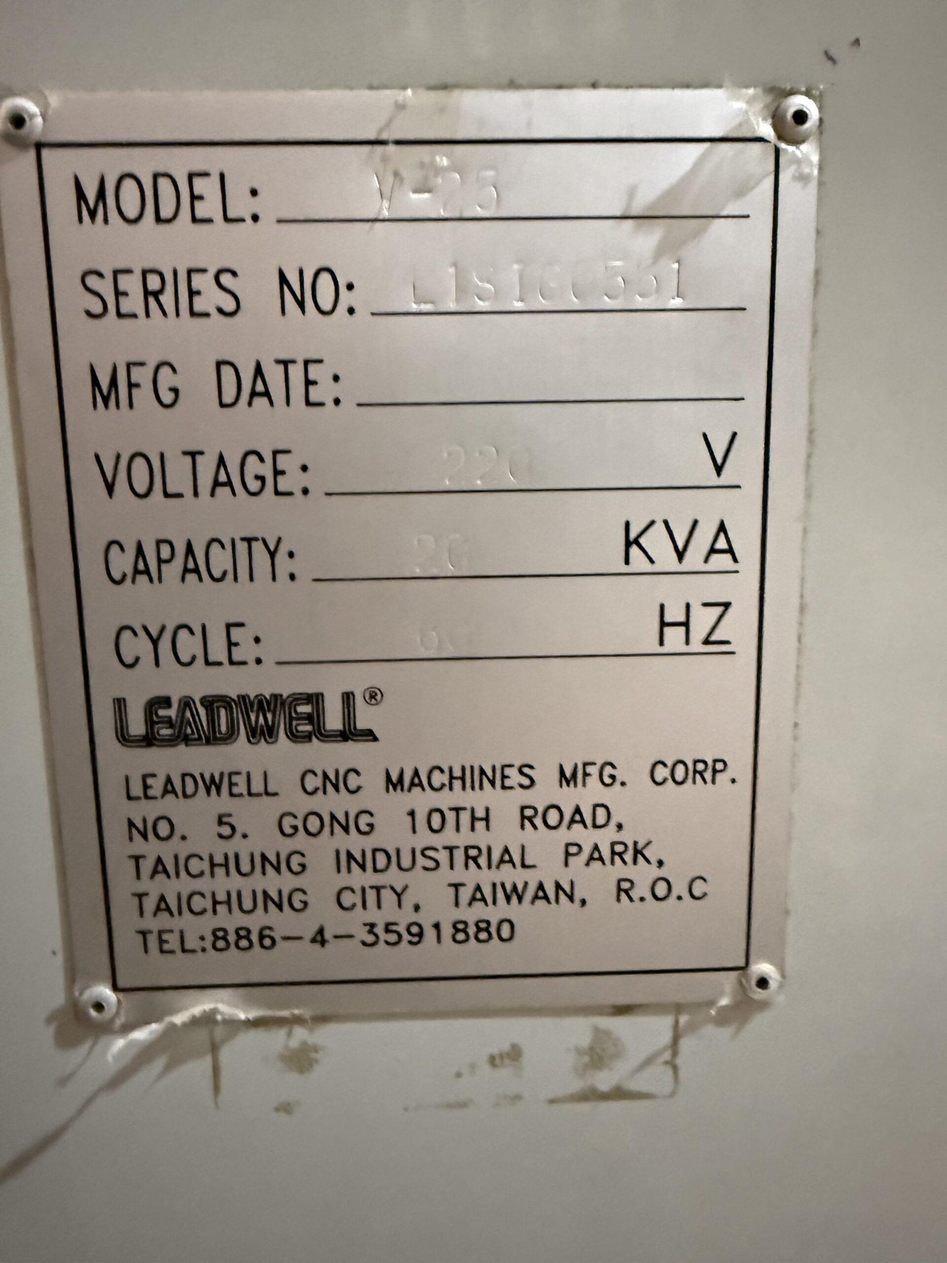 LEADWELL V-25 VERTICAL MACHINING CENTER - Image 12